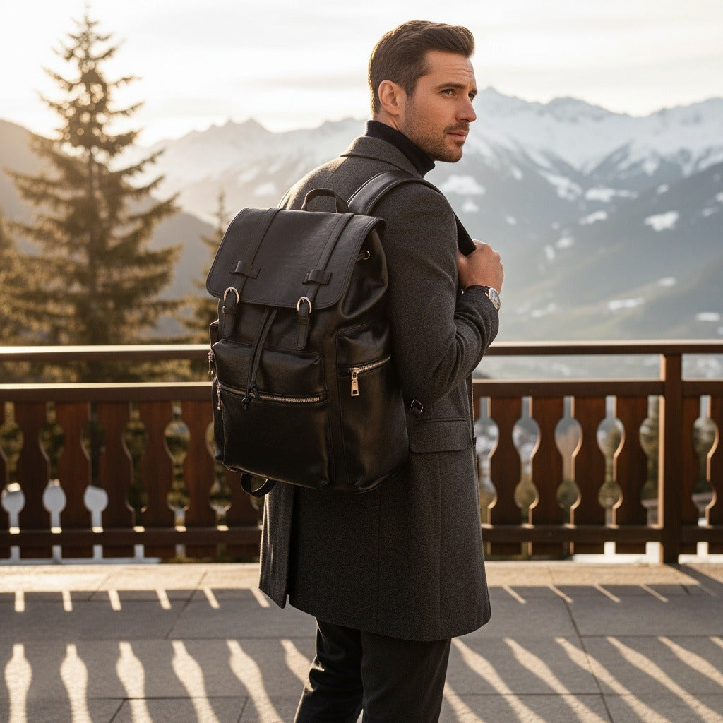 Brown Backpack Travel - Brown - Angled Shot