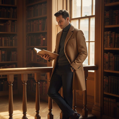 Brown Cool Trench Coat Mens - Brown - Angled Shot