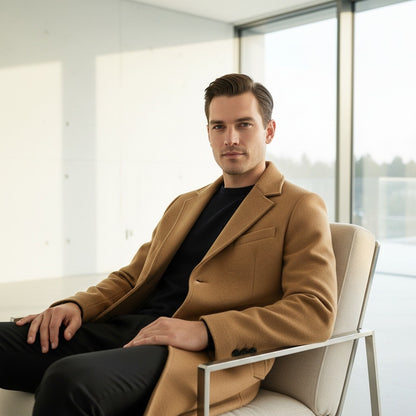 Brown Cool Trench Coat Mens - Brown - Side Profile