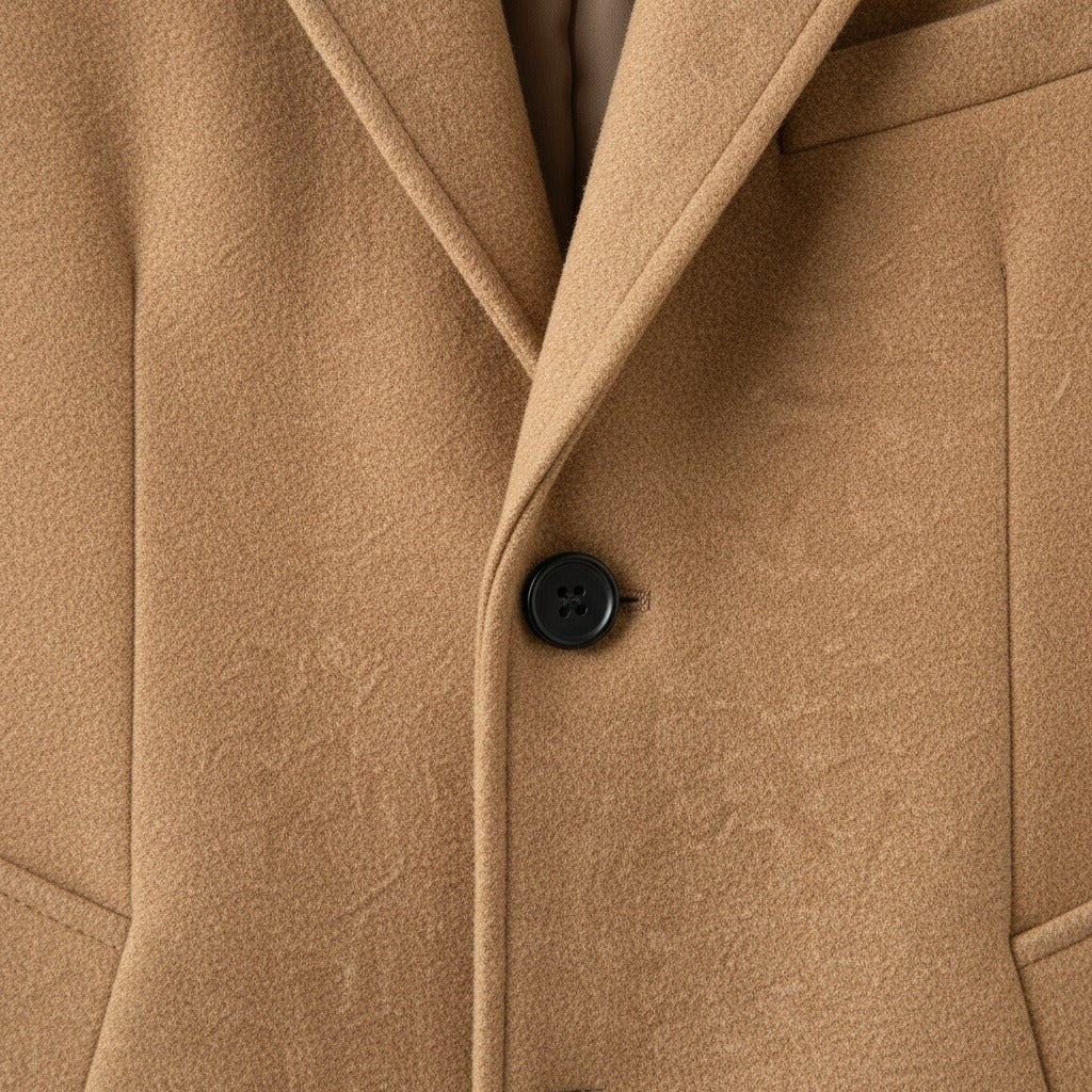 Brown Cool Trench Coat Mens - Brown - Texture Close Up