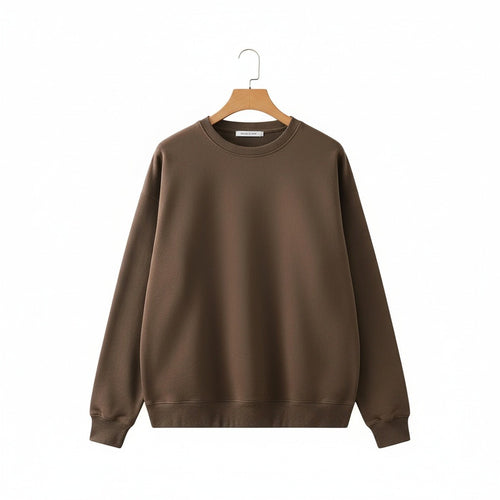 Brown Crew Neck Sweater Men - Brown - Front View