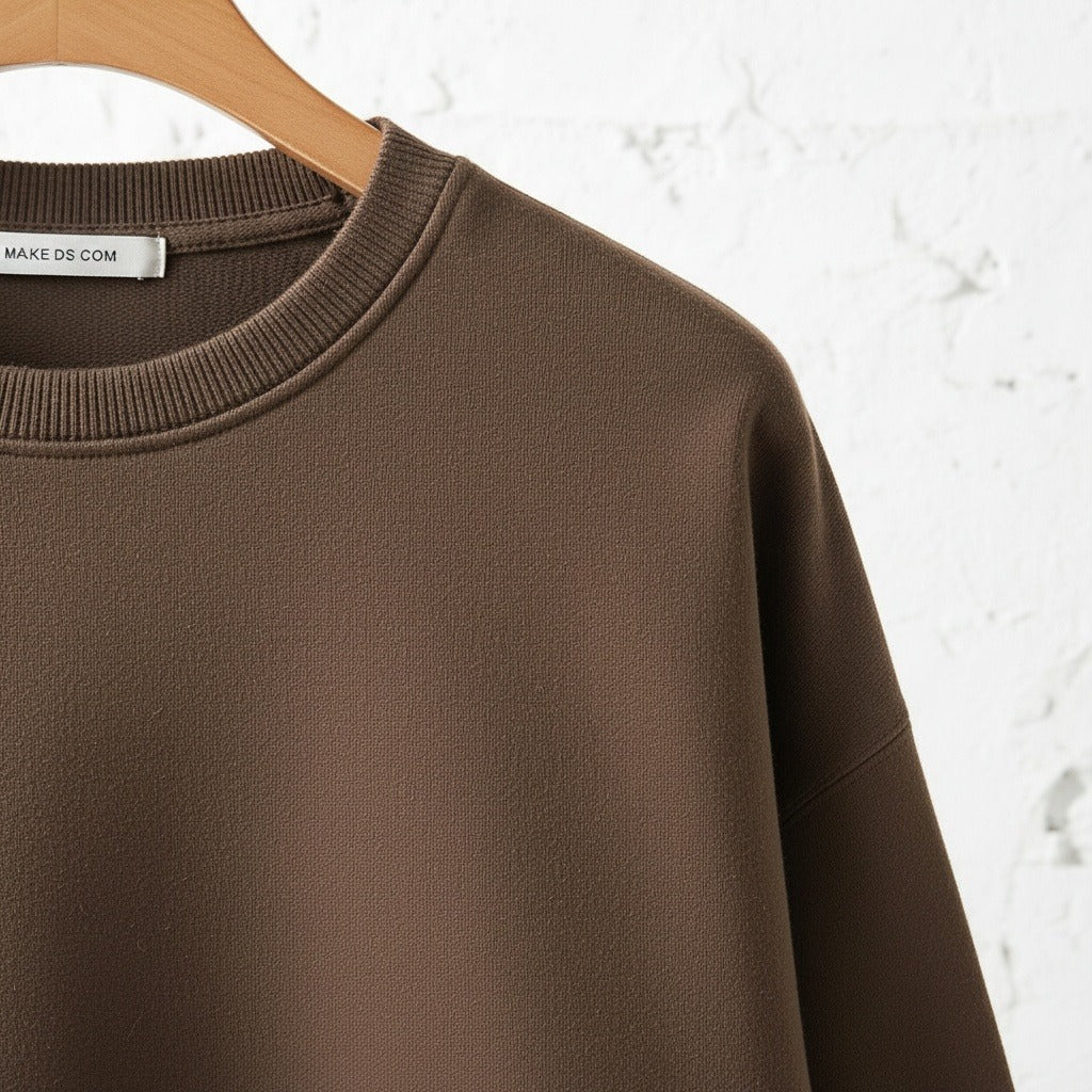 Brown Crew Neck Sweater Men - Brown - Back View