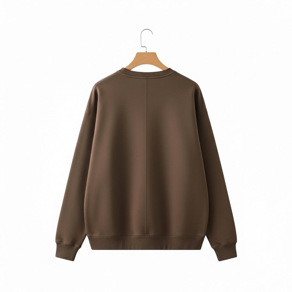 Brown Crew Neck Sweater Men - Brown - Fabric Detail