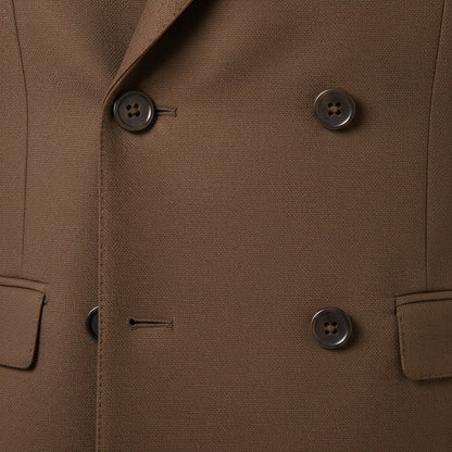 Brown Double Breasted Suit - Brown - Texture Close Up