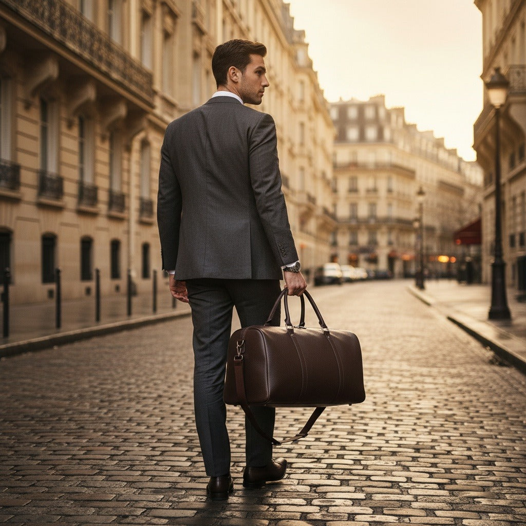 Brown Duffle Bag Mens - Brown - Angled Shot