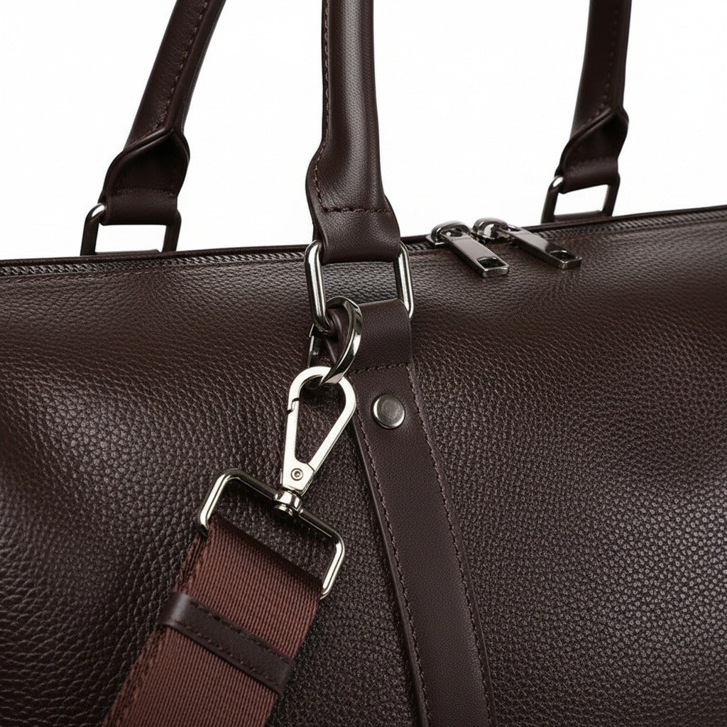Brown Duffle Bag Mens - Brown - Texture Close Up