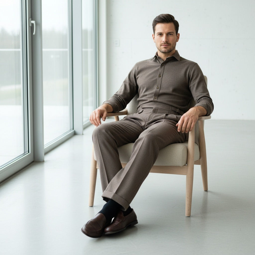 Brown Gurkha Trousers - Taupe - Side Profile