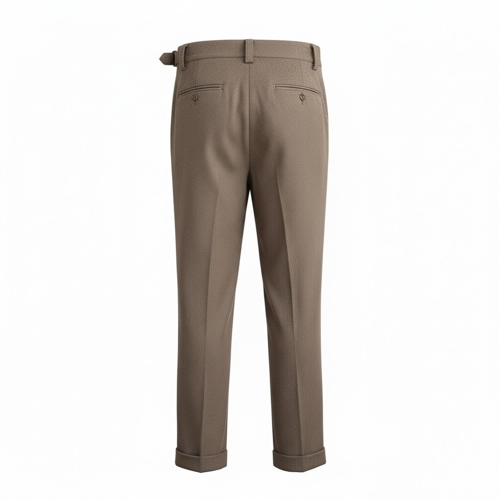 Brown Gurkha Trousers - Taupe - Fabric Detail