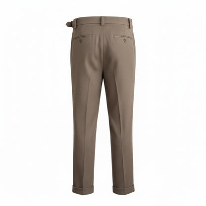 Brown Gurkha Trousers - Taupe - Fabric Detail