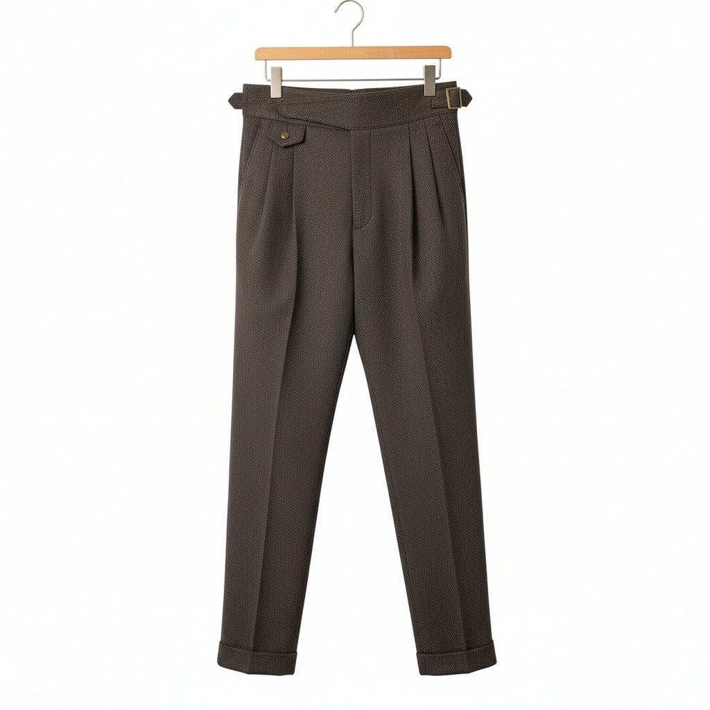 Brown Gurkha Trousers - Charcoal - Front View