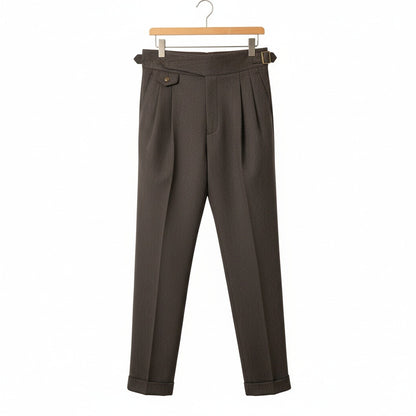 Brown Gurkha Trousers - Charcoal - Front View