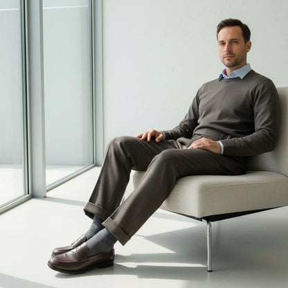 Brown Gurkha Trousers - Charcoal - Side Profile