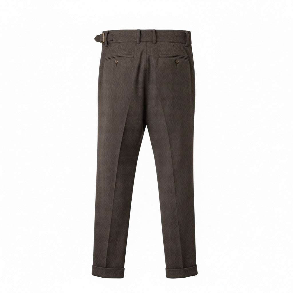Brown Gurkha Trousers - Charcoal - Fabric Detail