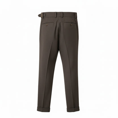 Brown Gurkha Trousers - Charcoal - Fabric Detail
