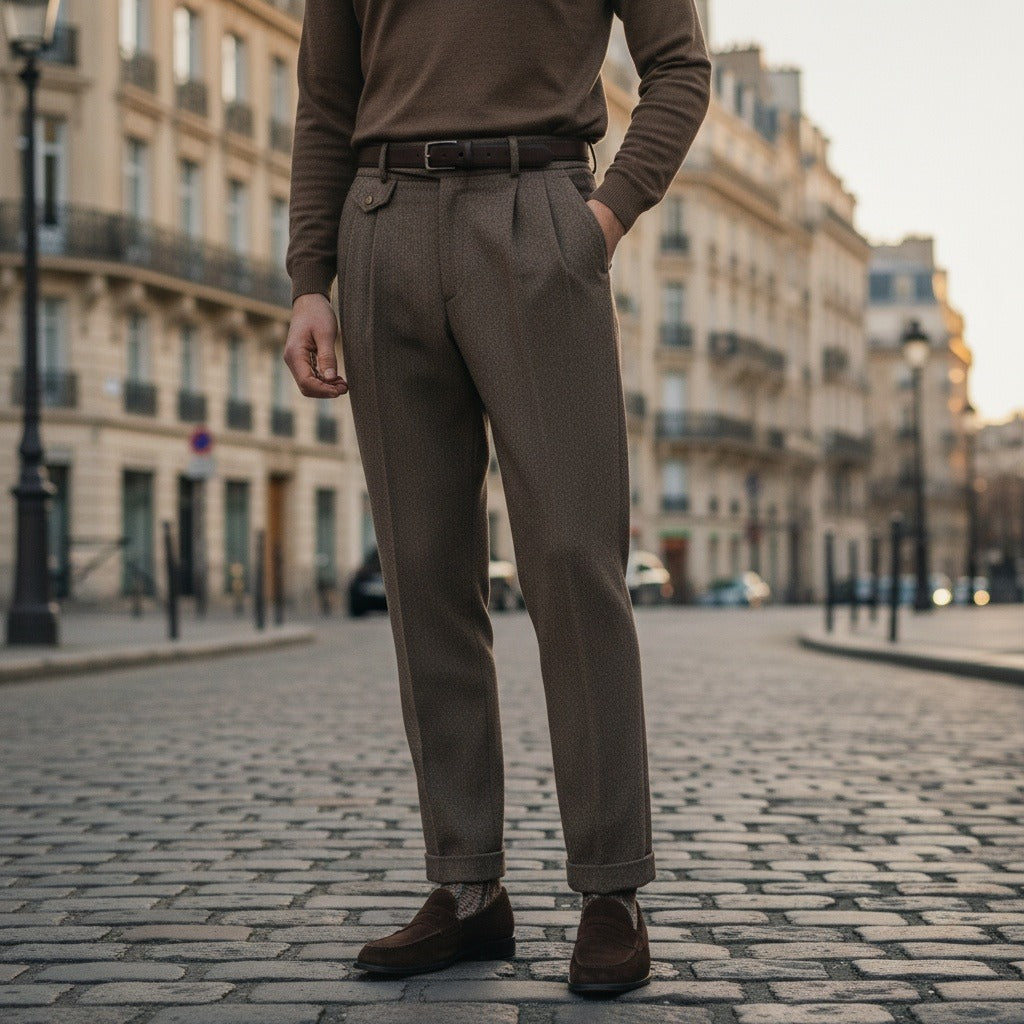 Brown Gurkha Trousers - Brown - Angled Shot