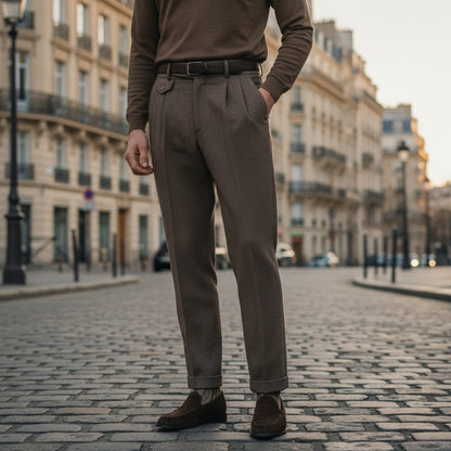 Brown Gurkha Trousers - Brown - Angled Shot