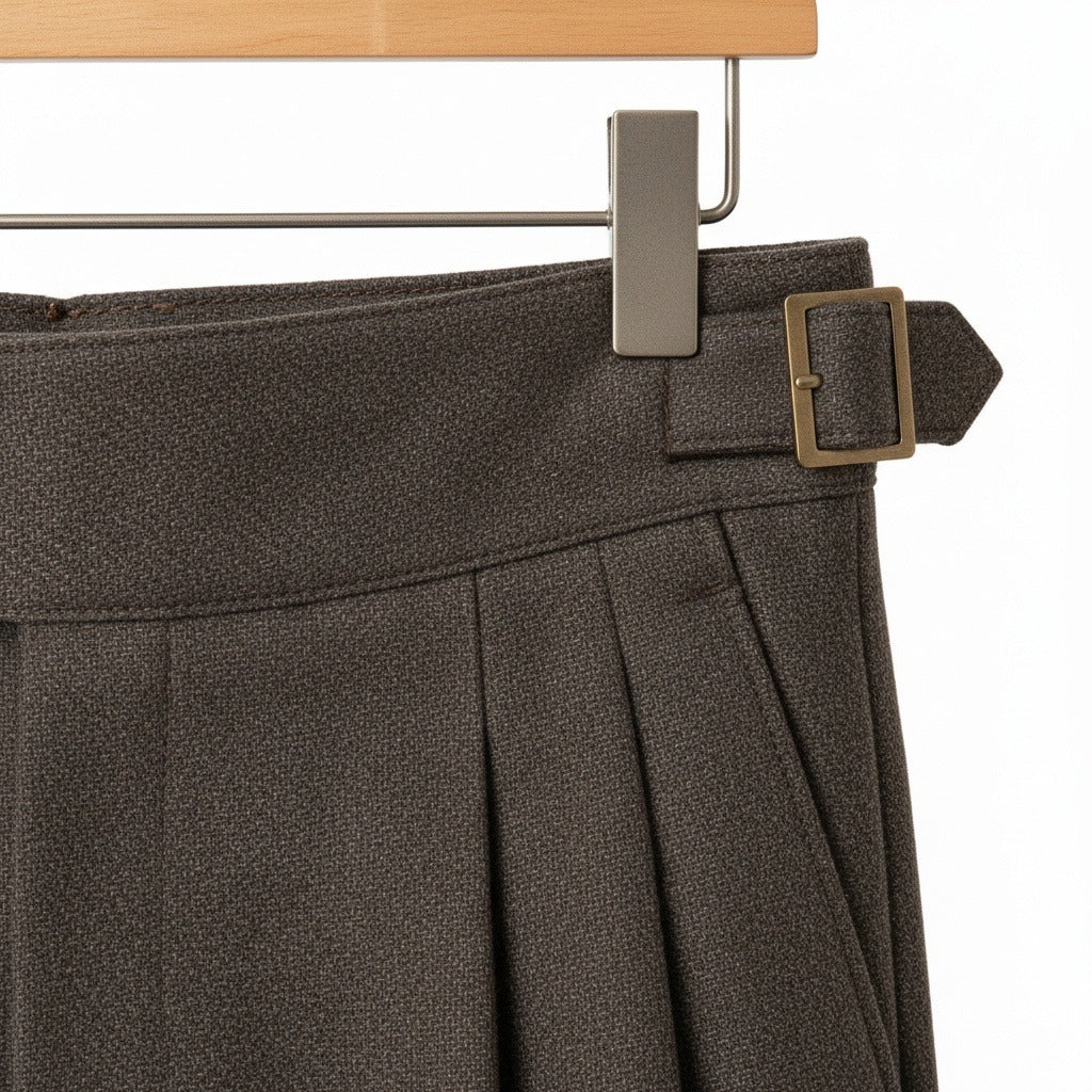 Brown Gurkha Trousers - Charcoal - Texture Close Up