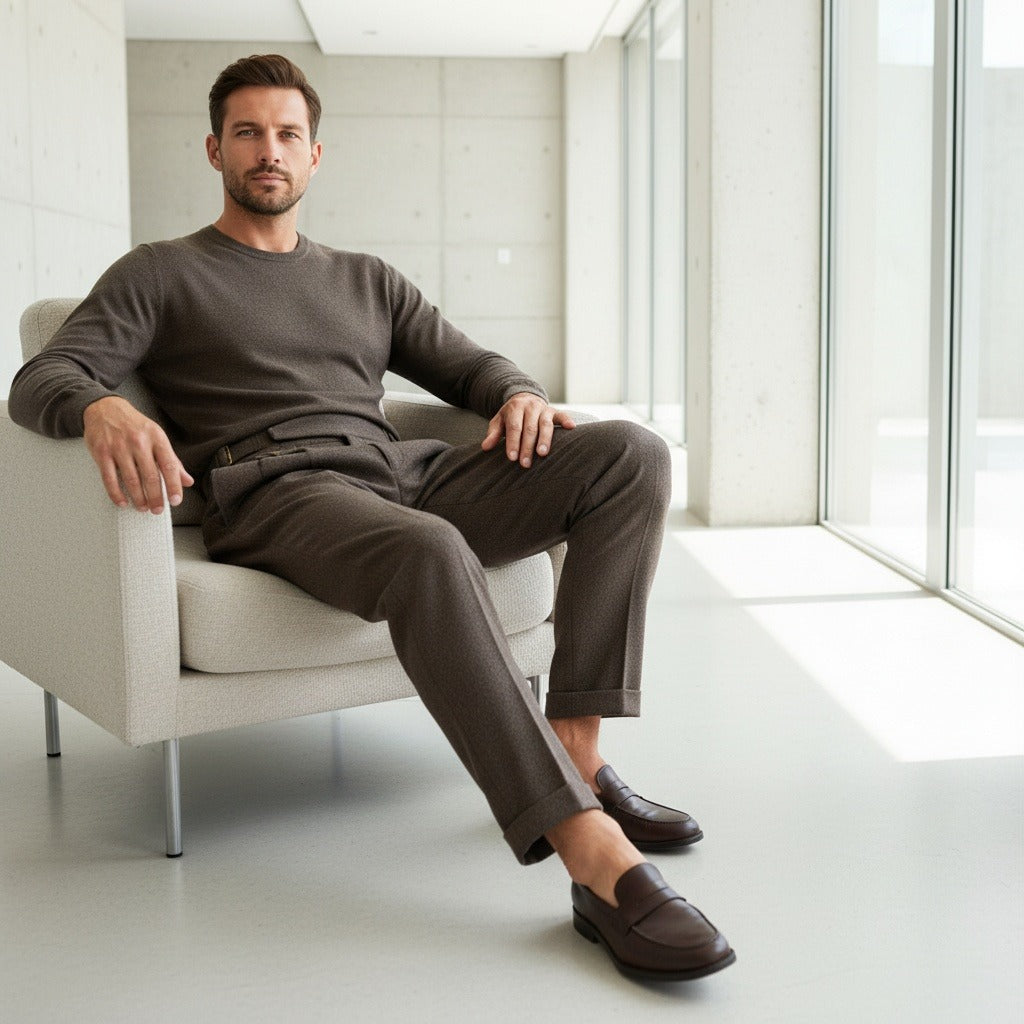 Brown Gurkha Trousers - Brown - Side Profile