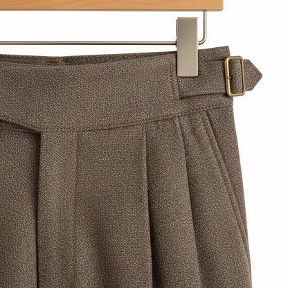 Brown Gurkha Trousers - Brown - Texture Close Up