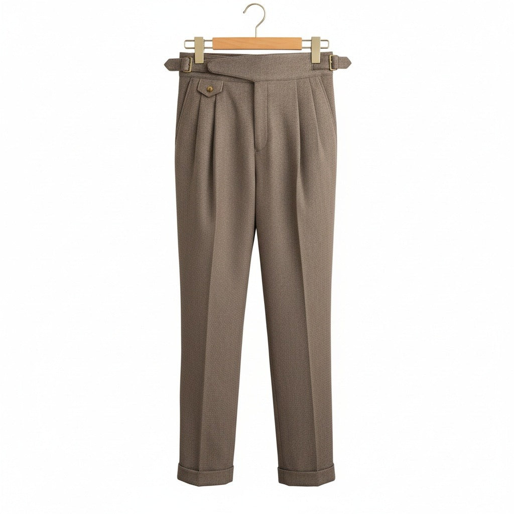 Brown Gurkha Trousers - Taupe - Front View