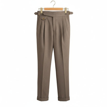 Brown Gurkha Trousers - Taupe - Front View