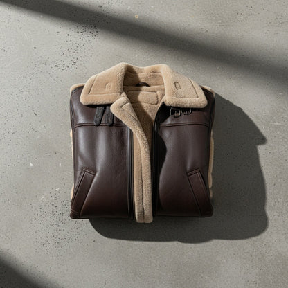 Brown Leather Aviator Jacket - Brown - Lifestyle Inspiration