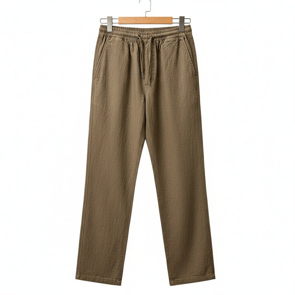 Brown Linen Trousers Mens - Brown - Front View