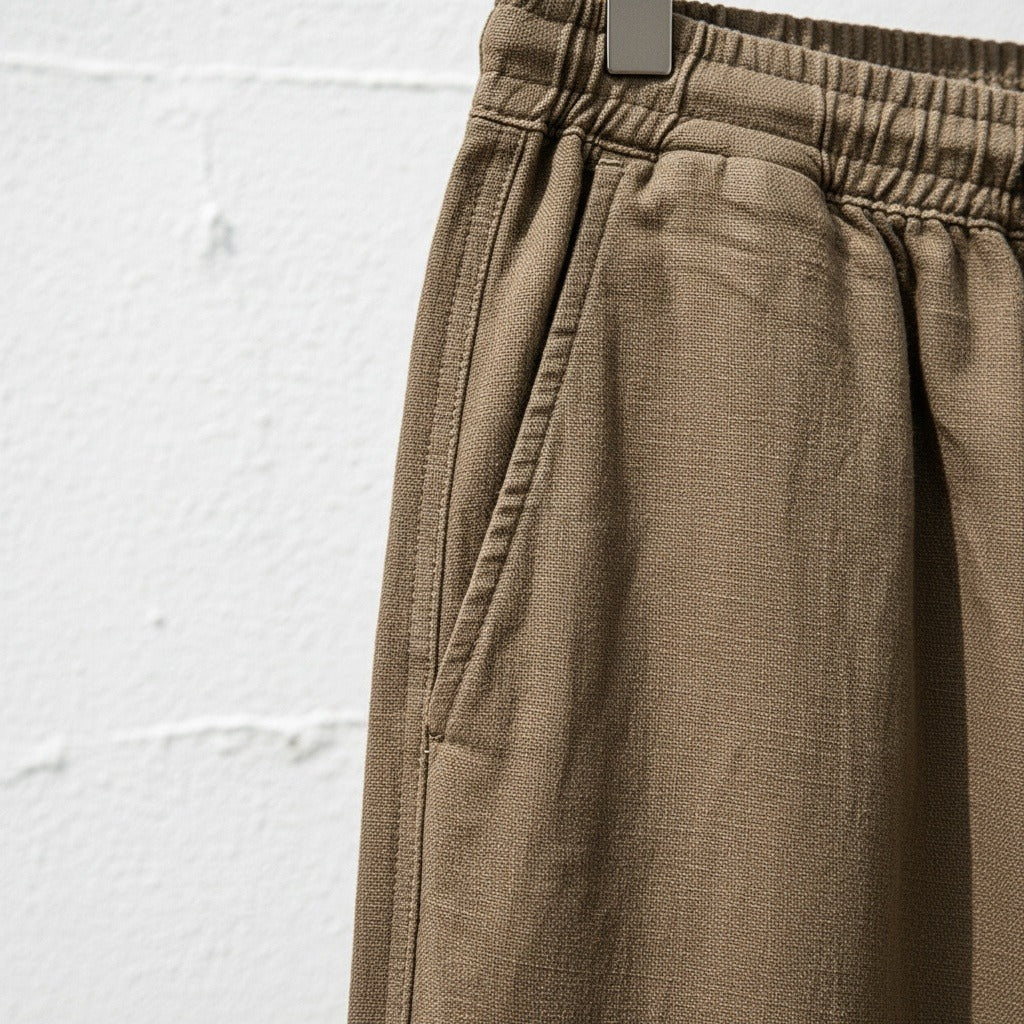 Brown Linen Trousers Mens - Brown - Back View