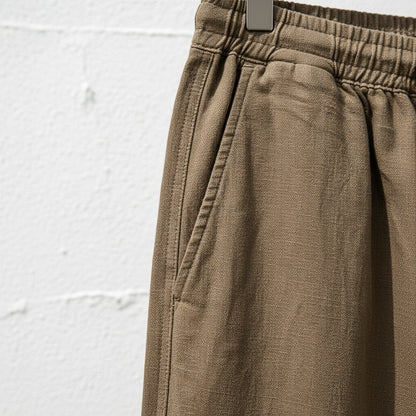 Brown Linen Trousers Mens - Brown - Back View
