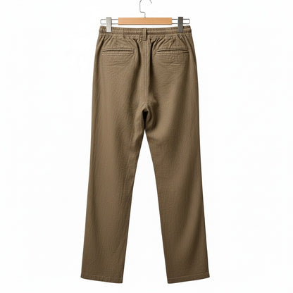 Brown Linen Trousers Mens - Brown - Fabric Detail