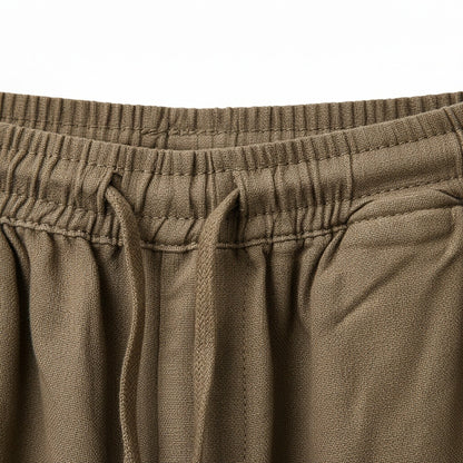 Brown Linen Trousers Mens - Brown - Texture Close Up