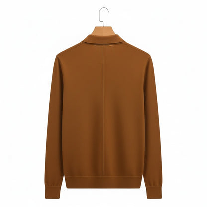 Brown Long Sleeve Polo Shirt - Brown - Fabric Detail