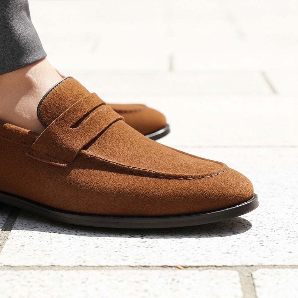 Brown Penny Loafers Men's - Brown - Back View