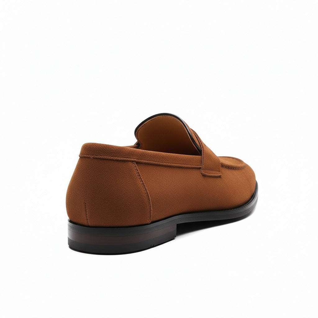 Brown Penny Loafers Men's - Brown - Fabric Detail