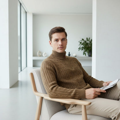 Brown Quarter Zip Sweater - Brown - Side Profile