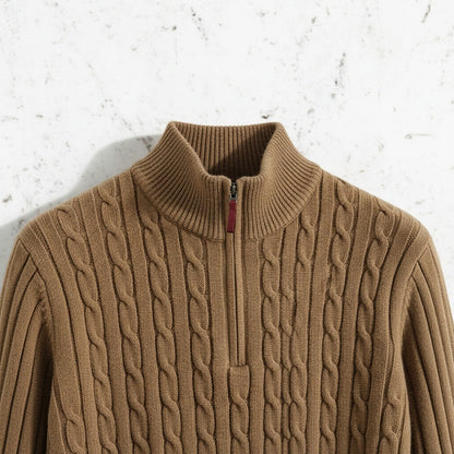 Brown Quarter Zip Sweater - Brown - Back View