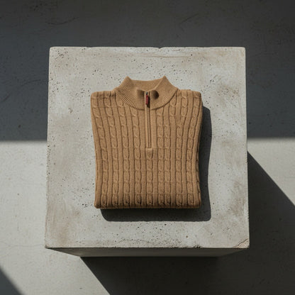Brown Quarter Zip Sweater - Brown - Lifestyle Inspiration