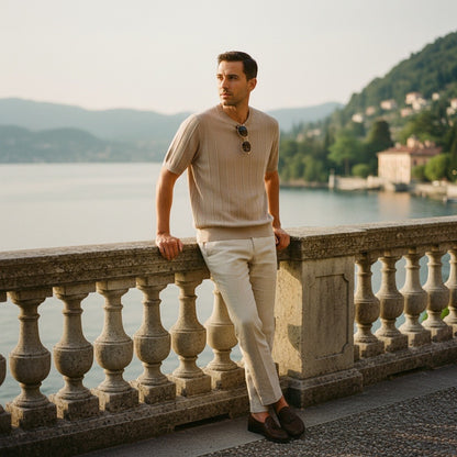 Brown Ribbed T Shirt - Brown - Angled Shot