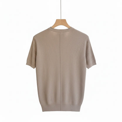 Brown Ribbed T Shirt - Brown - Fabric Detail