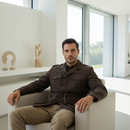 Brown Safari Jacket - Brown - Side Profile