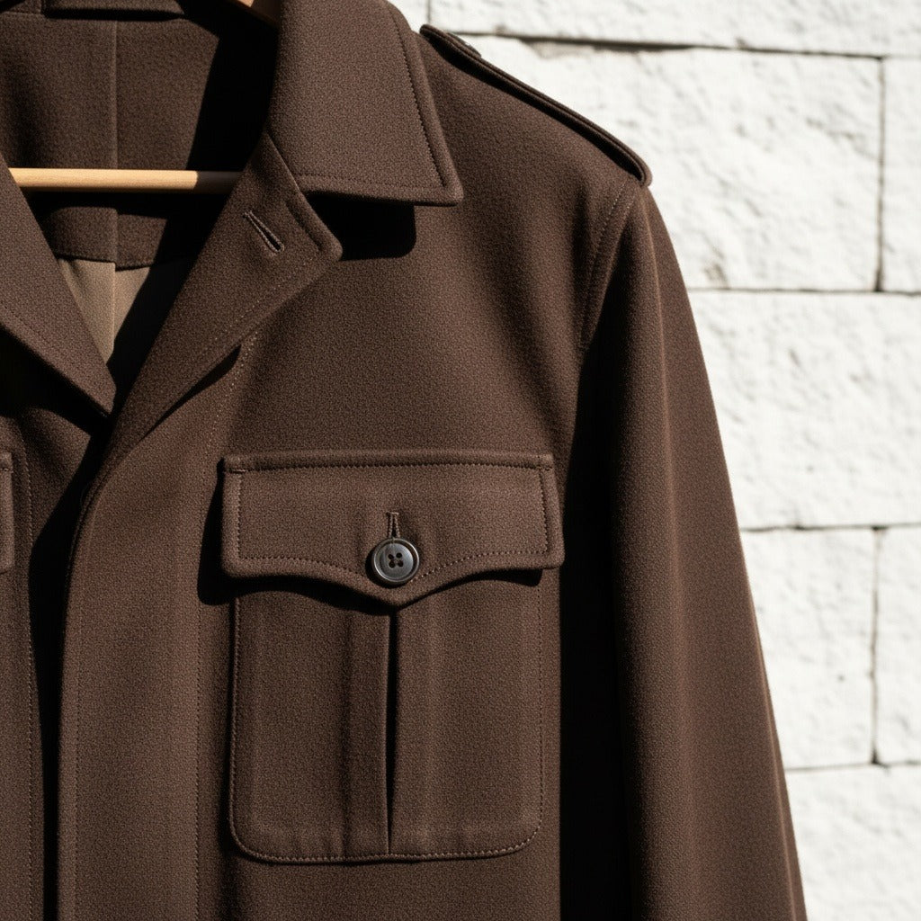 Brown Safari Jacket - Brown - Back View