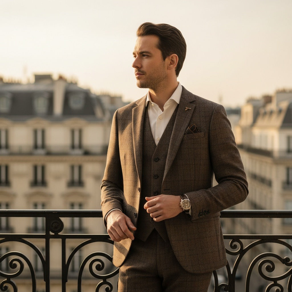 Brown Three Piece Suit - Brown - Angled Shot