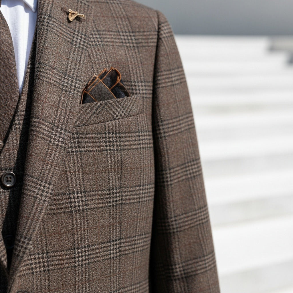 Brown Three Piece Suit - Brown - Back View