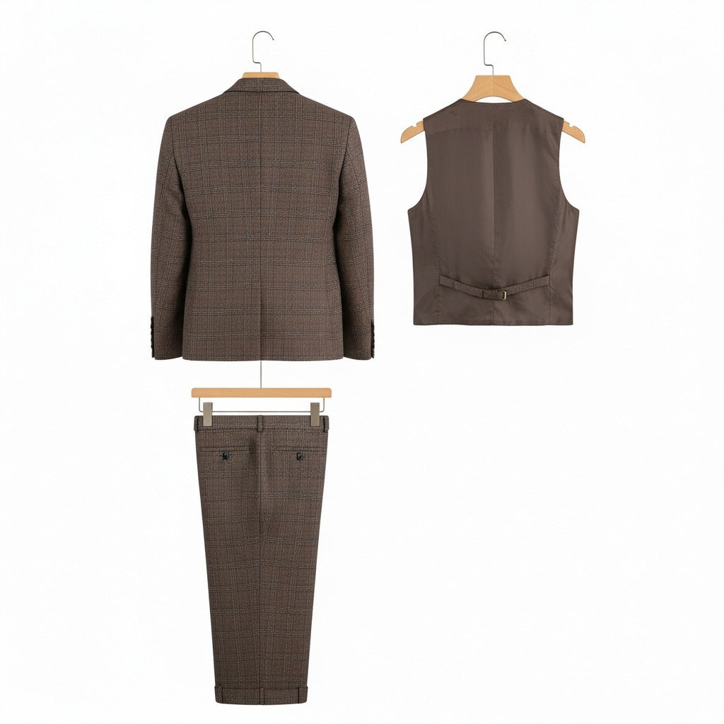 Brown Three Piece Suit - Brown - Fabric Detail