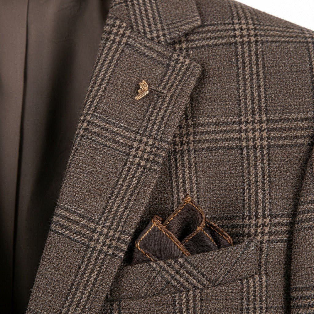 Brown Three Piece Suit - Brown - Texture Close Up