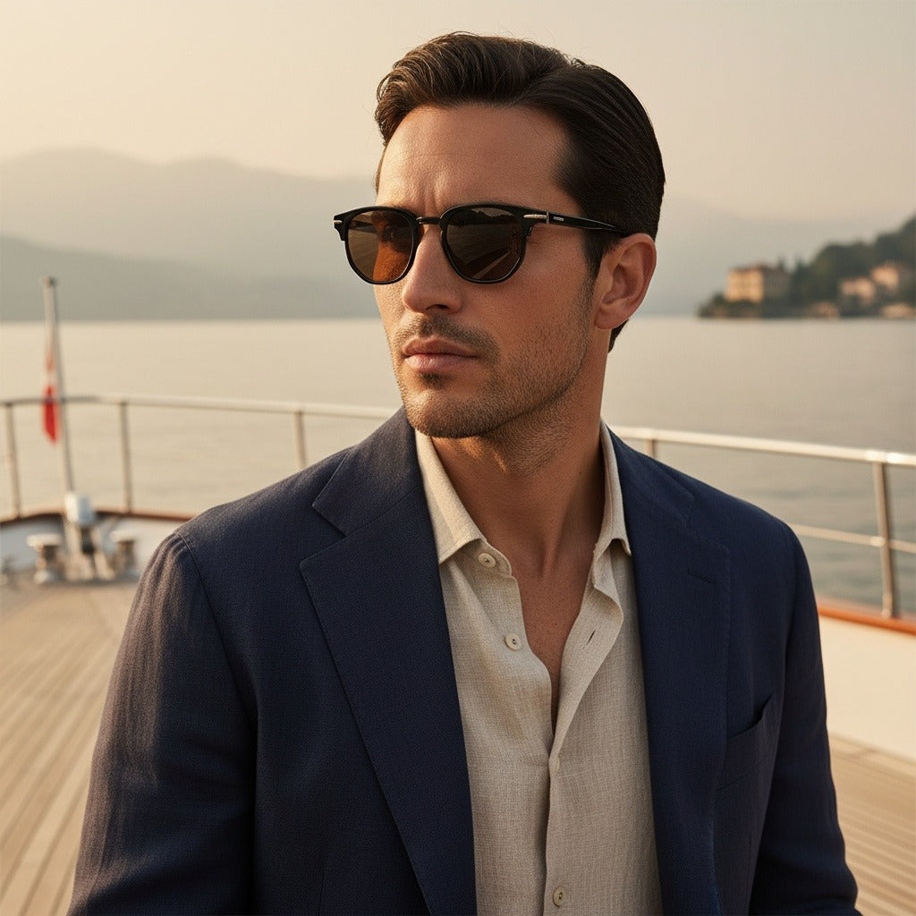 Brown Tinted Sunglasses Men's - Brown - Angled Shot