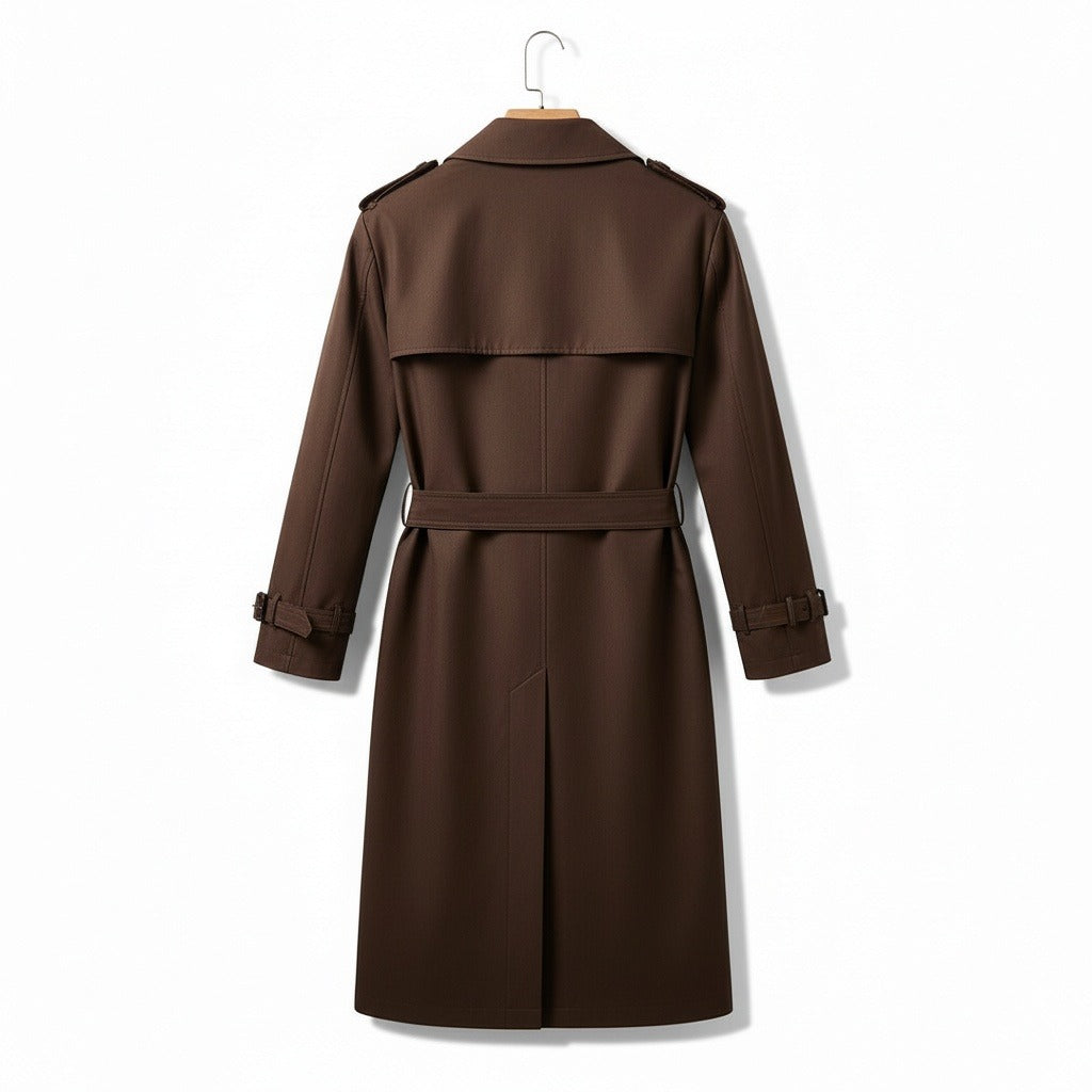 Brown Trench Coat Mens - Brown - Fabric Detail