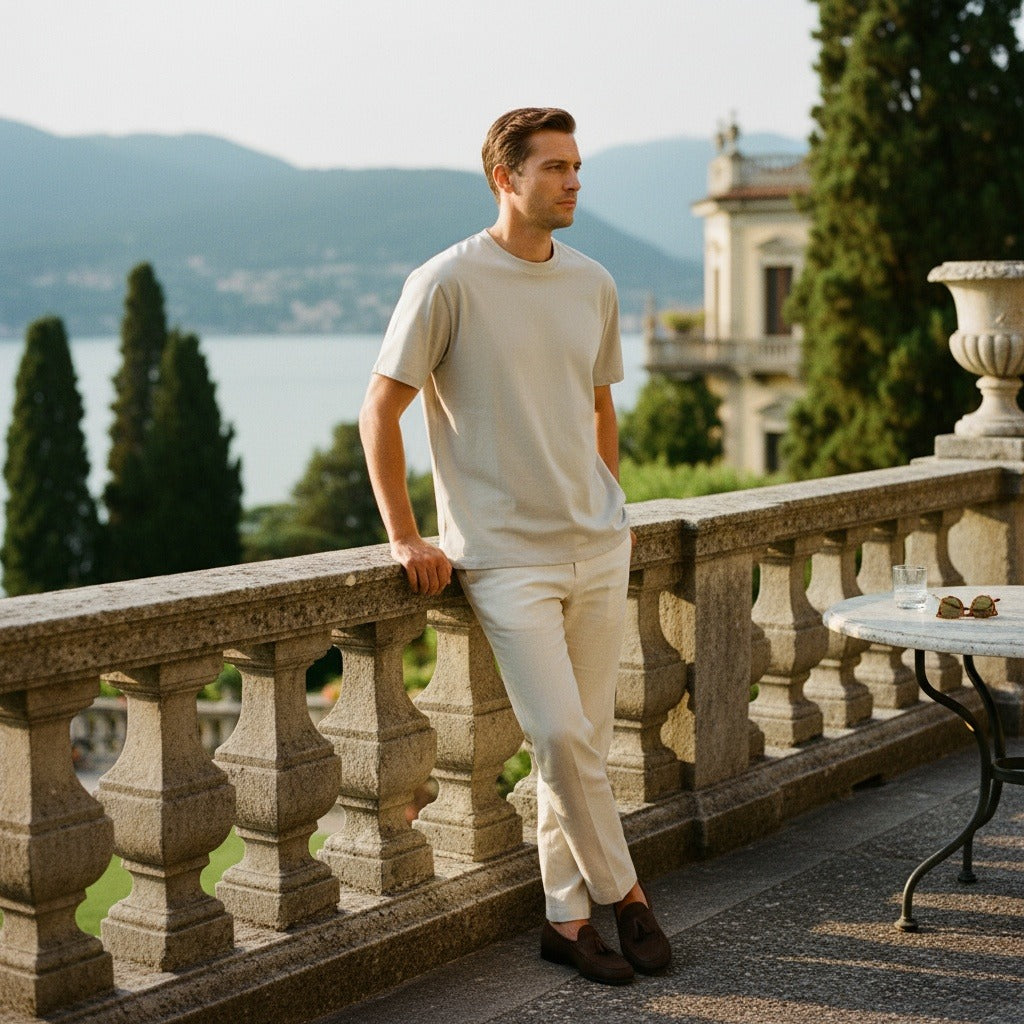 Business Casual T Shirt - Sage Green - Angled Shot