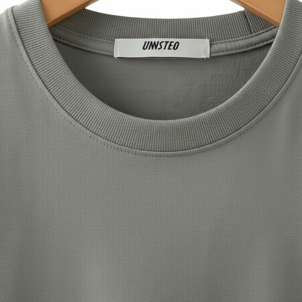 Business Casual T Shirt - Stone Gray - Texture Close Up