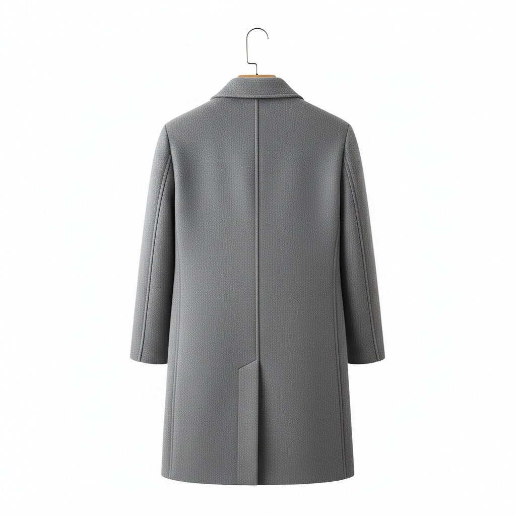 Business Trench Coat Mens - Light Gray - Fabric Detail